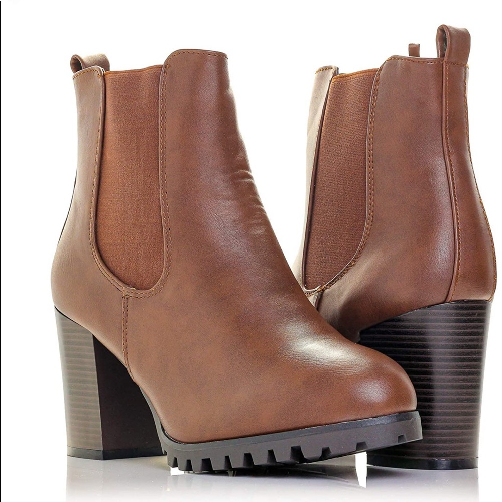 👢Chelsea Boot Side Zip Elastic Panel Chunky Heel Ankle Bootie👢
